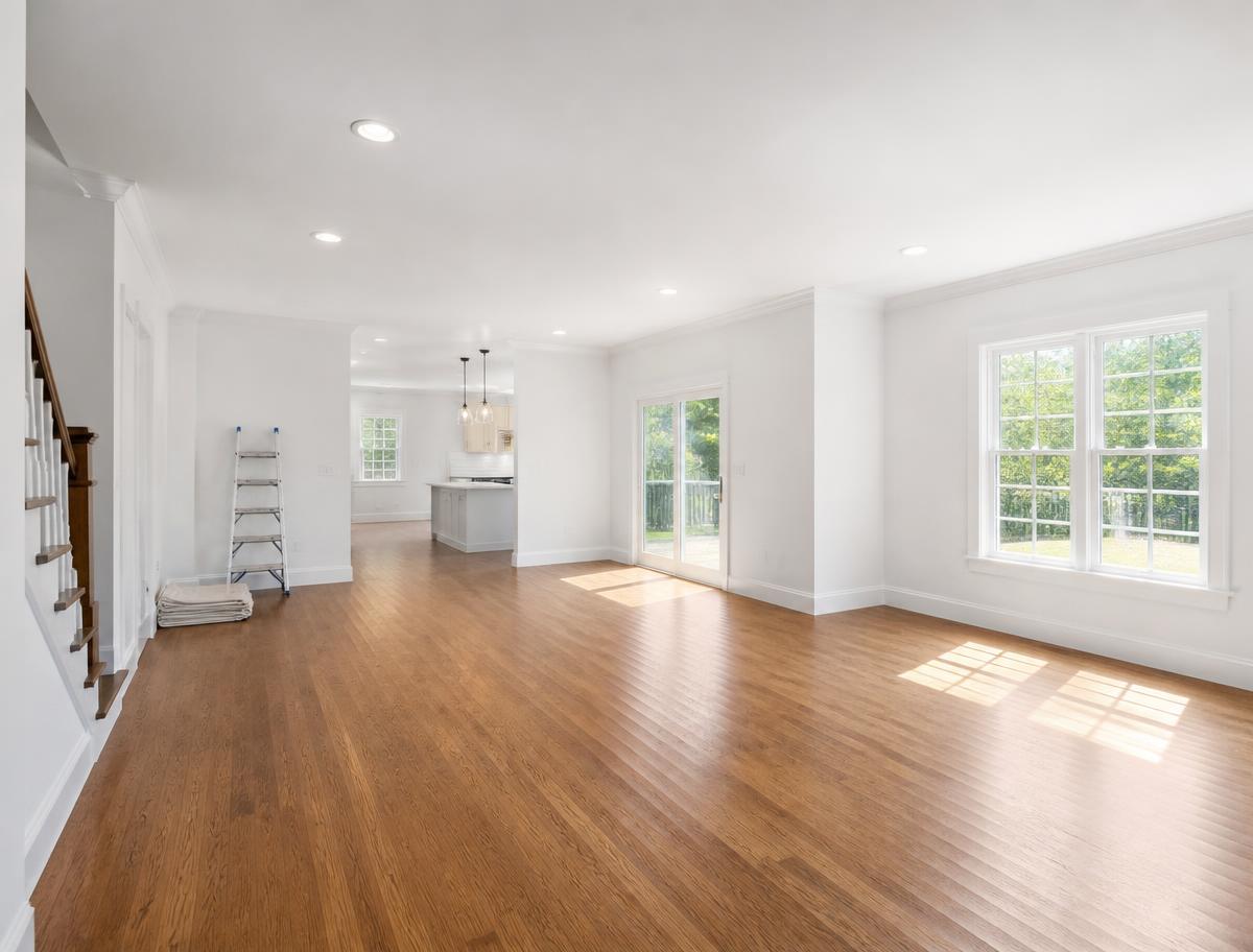 Newly renovated empty home interior cleaned after construction work